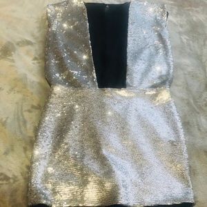 Simple small silver sequin mini dress
